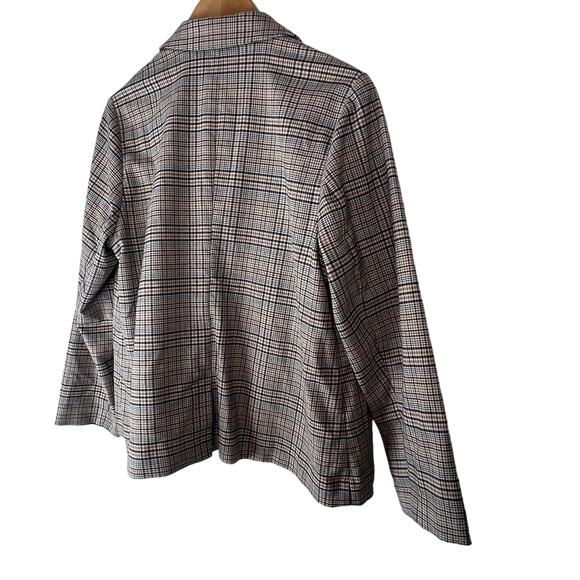 J Jill Plaid Blazer Sz M Brown Single Button Oversized Equestrian Preppy Capsule - Picture 11 of 13